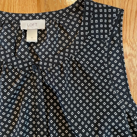 LOFT Romper, Black with White Floral Design, Size 8 - Picture 2 of 2